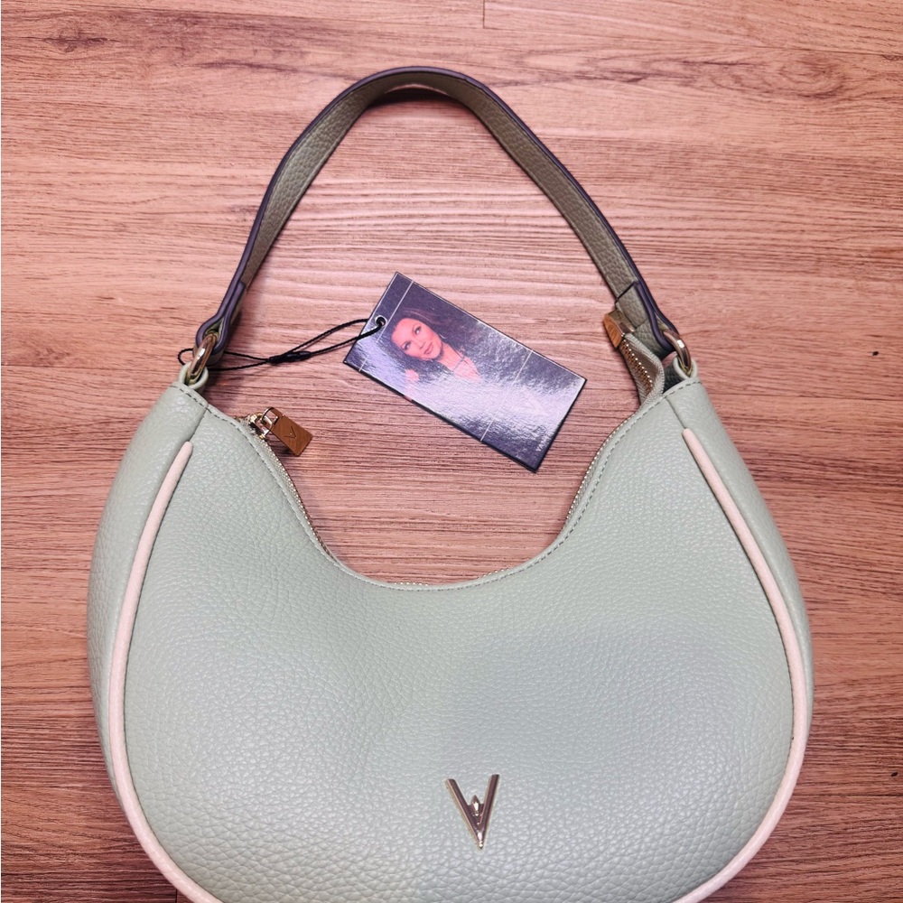 Sleek Green Hobo Bag with Curved Handle
